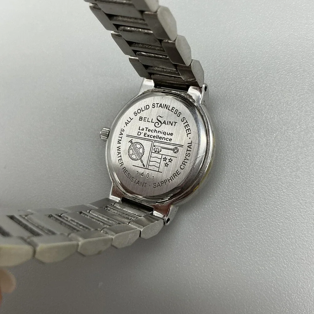 Bell Saint 1401 Womens Watch 26mm White Dial Stainless Steel Date New Battery 7